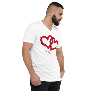 Our Hearts are connected Valentines Unisex Short Sleeve V-Neck T-Shirt